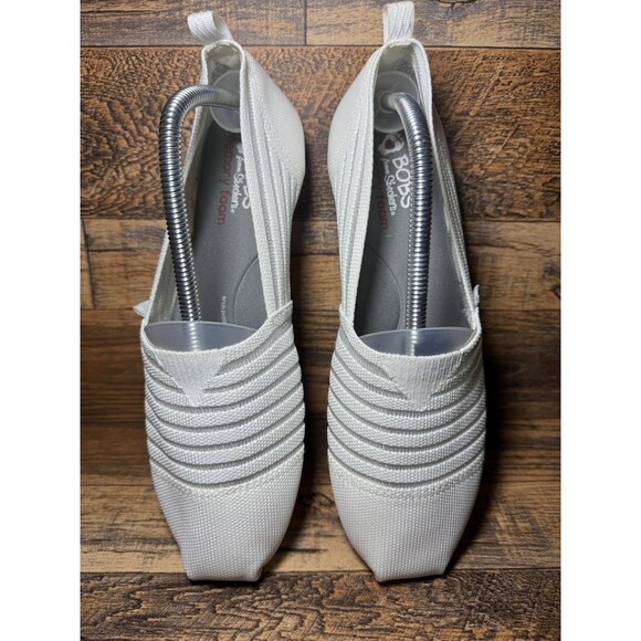 Skechers BOBS Womens Plush Golden Hour White Slip‎ On Mesh Loafer sz 10 - Picture 2 of 10